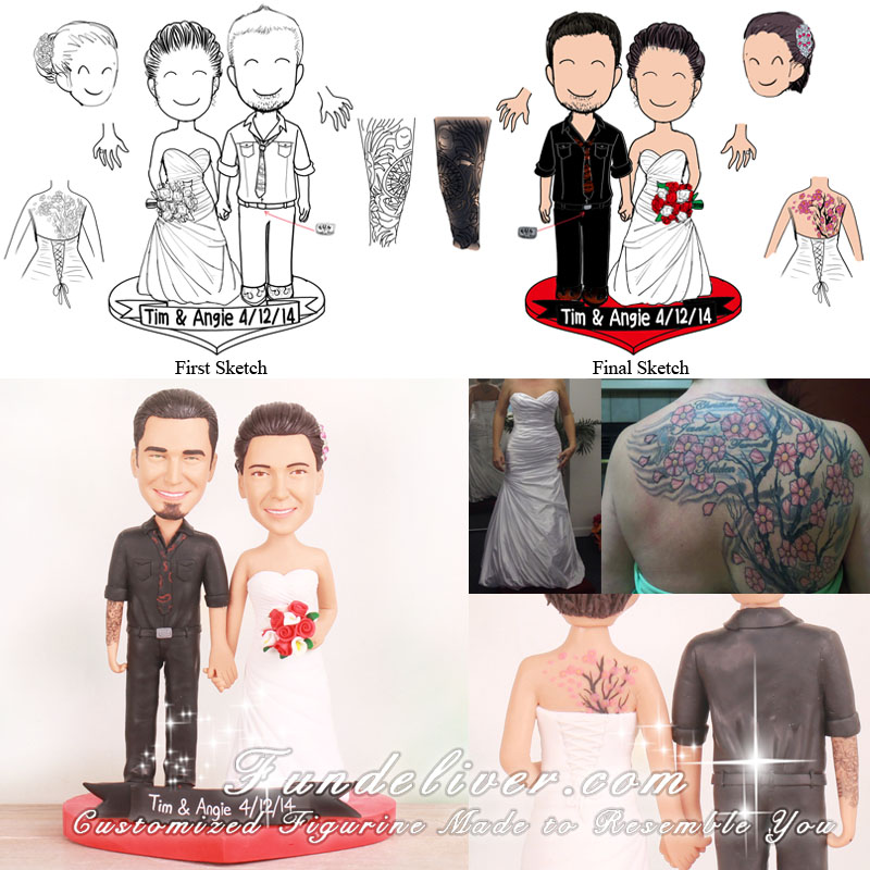 Tattooed Wedding Cake Toppers